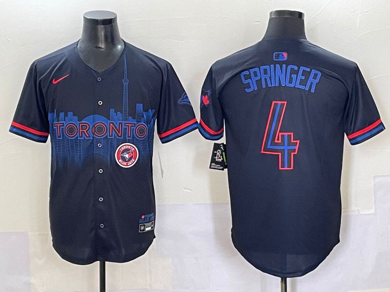 Men 2025 Toronto Blue Jays #4 Springer Black Joint Name Nike MLB Jersey style 7
